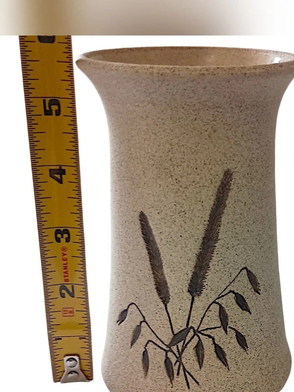 Vtg Mattison Studio Pottery Vase Wheat Grass Neutral Organic Wabi Sabi Farmhouse